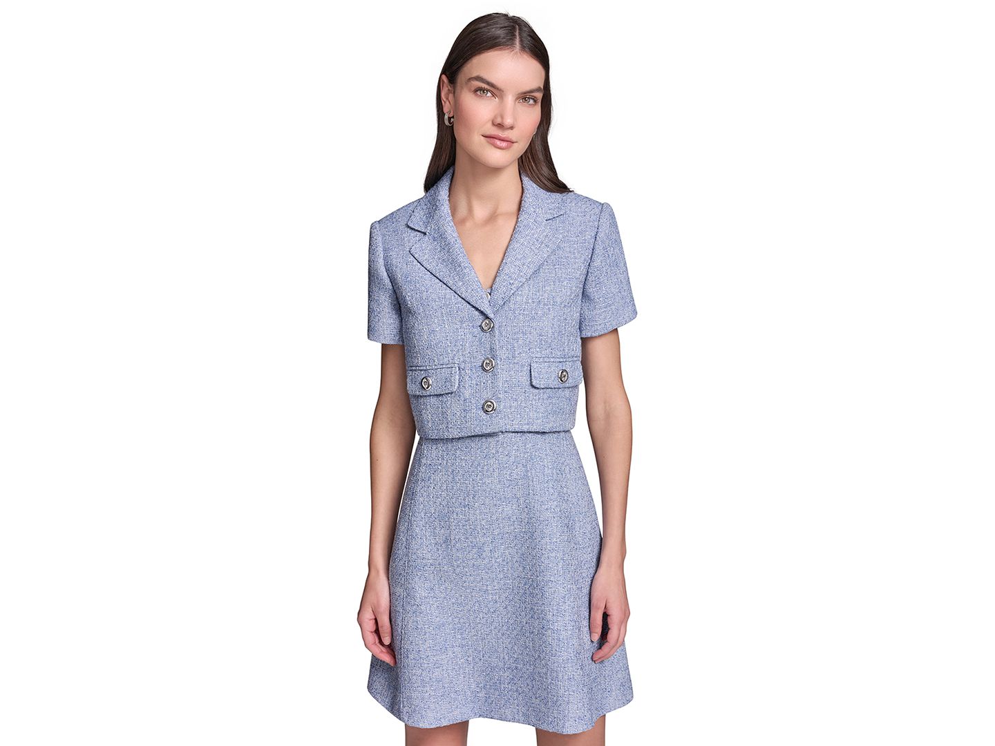 Женская куртка KARL LAGERFELD PARIS Cropped Tweed, цвет: Синий разноцветный — фото 3