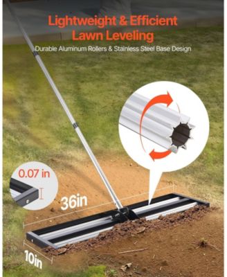 Updated Lawn Leveling Rake, 36" x 10", Stainless Steel for Yard and Golf Course