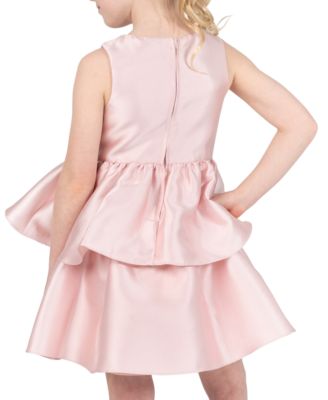 Girls' 2T-6X Mikado 2-Tier Dress with Rosette at Waist