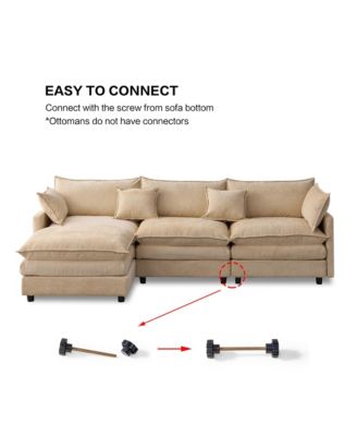 105" Modular Sectional Sofa, Modern L-Shaped 3-Seater Couch, Convertible Chenille Fabric Sofa with Detachable Ottoman for Living Room