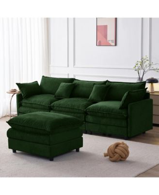 Modern Modular Sectional Sofa, 105" L Shape 3-Seater Chenille Couch with Detachable Footrest for Living Room Use