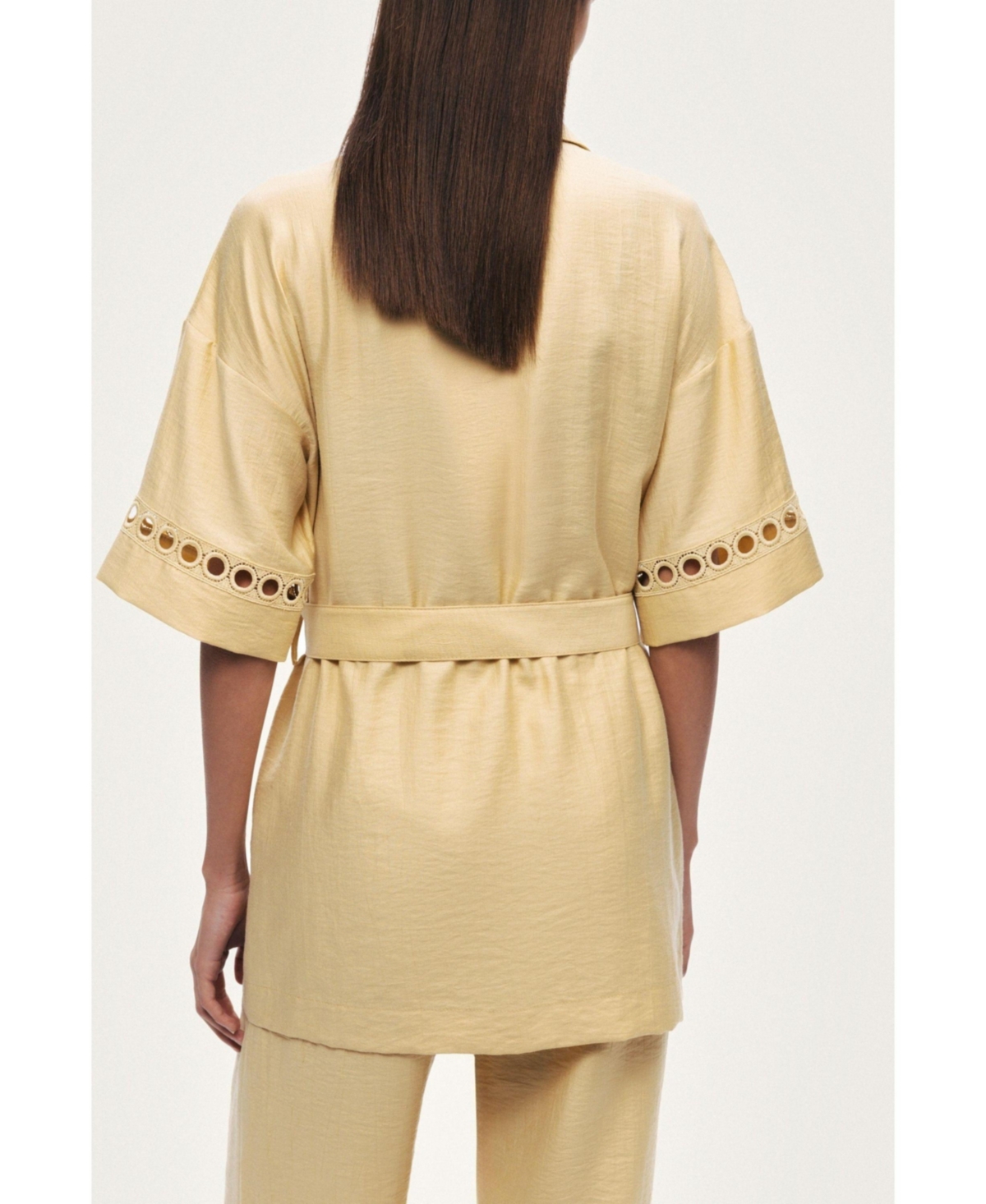 Nocturne Women's Belted Eyelet Detail Short-Sleeve Jacket