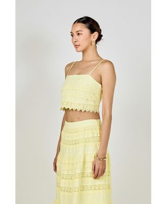 Women's Lace Trim Crop Top