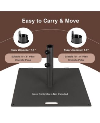 24 in Square Weighted Patio Umbrella Base, 50 lbs Steel with Wheels