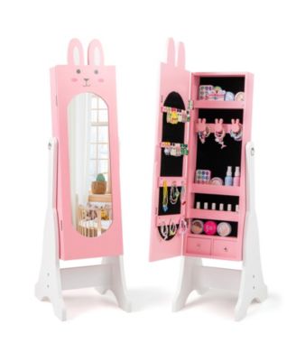 Kids Jewelry Armoire Cabinet with 2 Tilt Angles and Large Capacity