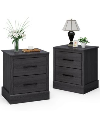 Wood Compact Floor Nightstand with Storage Drawers