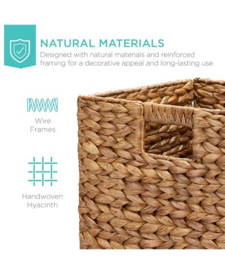12x12in Hyacinth Baskets, Set of 5 Multipurpose Collapsible Organizers  Inserts