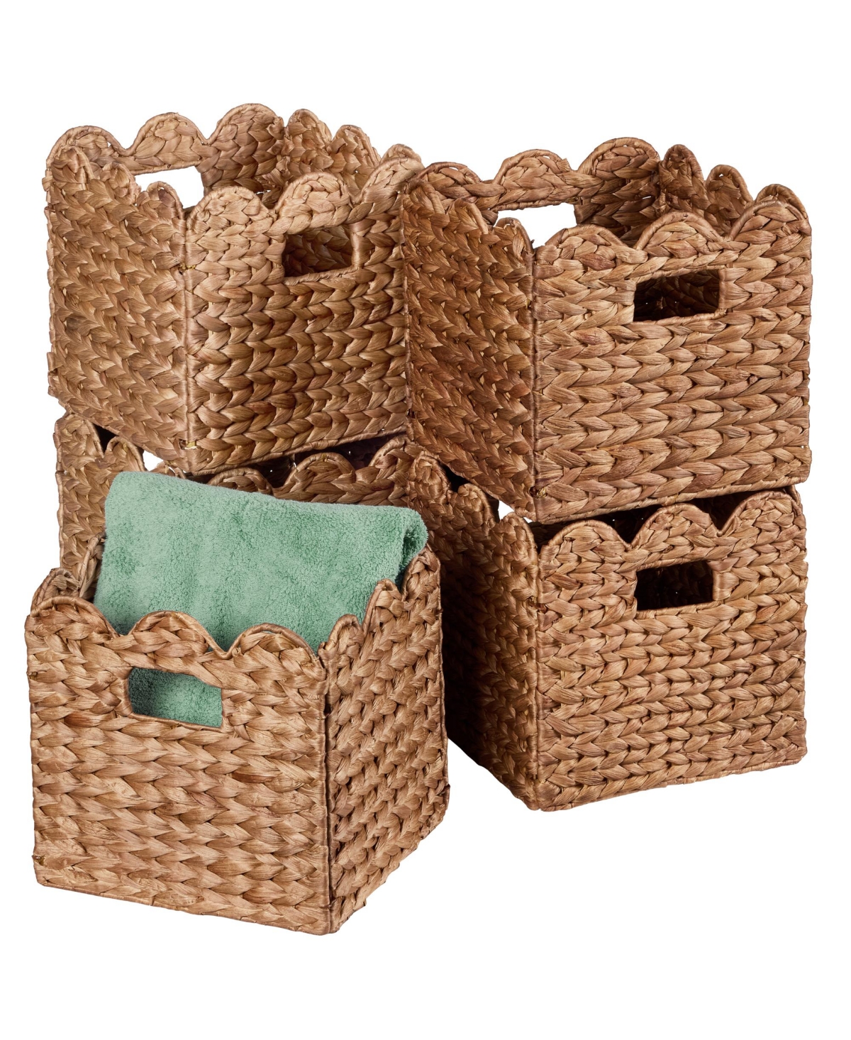 Best Choice Products Scalloped Hyacinth Storage Basket Set of 5