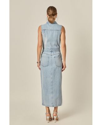Women's English Factory Sleeveless Maxi Denim Dress