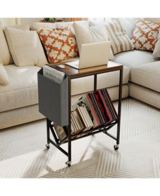Rolling Record Player Stand with Vinyl Storage and Bag