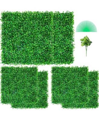 Artificial Boxwood Hedge Panels Set of 6, 20" x 20", for Outdoor/Indoor Decor