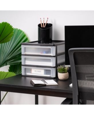 USA Medium 3-Drawer Stacking Desktop Organizer, 1 Pack, Plastic Drawer Storage Container for Stationery Art Craft Supplies Kitchen Office Garage