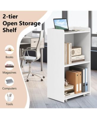 Rolling Podium Stand with 2 Shelves and Lockable Wheels, 22.5 x 14.5 x 41