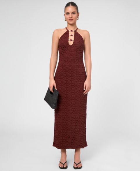 Женское платье RACHEL Rachel Roy Aitana Crochet Midi, цвет: Тёмный красный