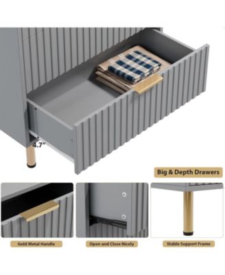 48" Tall Fluted 5-Drawer Dresser, Modern Chest with Deep Drawers & Wide Top