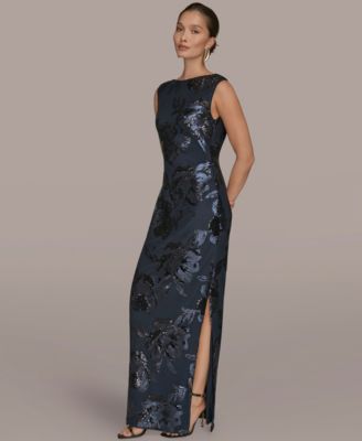 Women's Floral-Sequined Gown