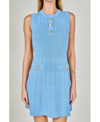 Women's Shank Button Knit Mini Dress