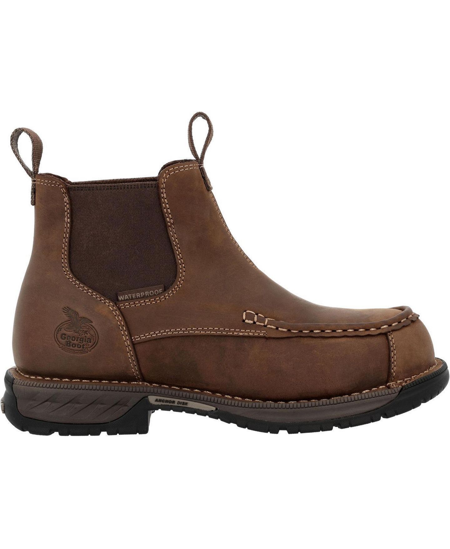 Мужские ботинки GEORGIA BOOT Athens 360 Moc-Toe Chelsea Waterproof Nano Composite Toe Work Boot, цвет: Коричневый — фото 2