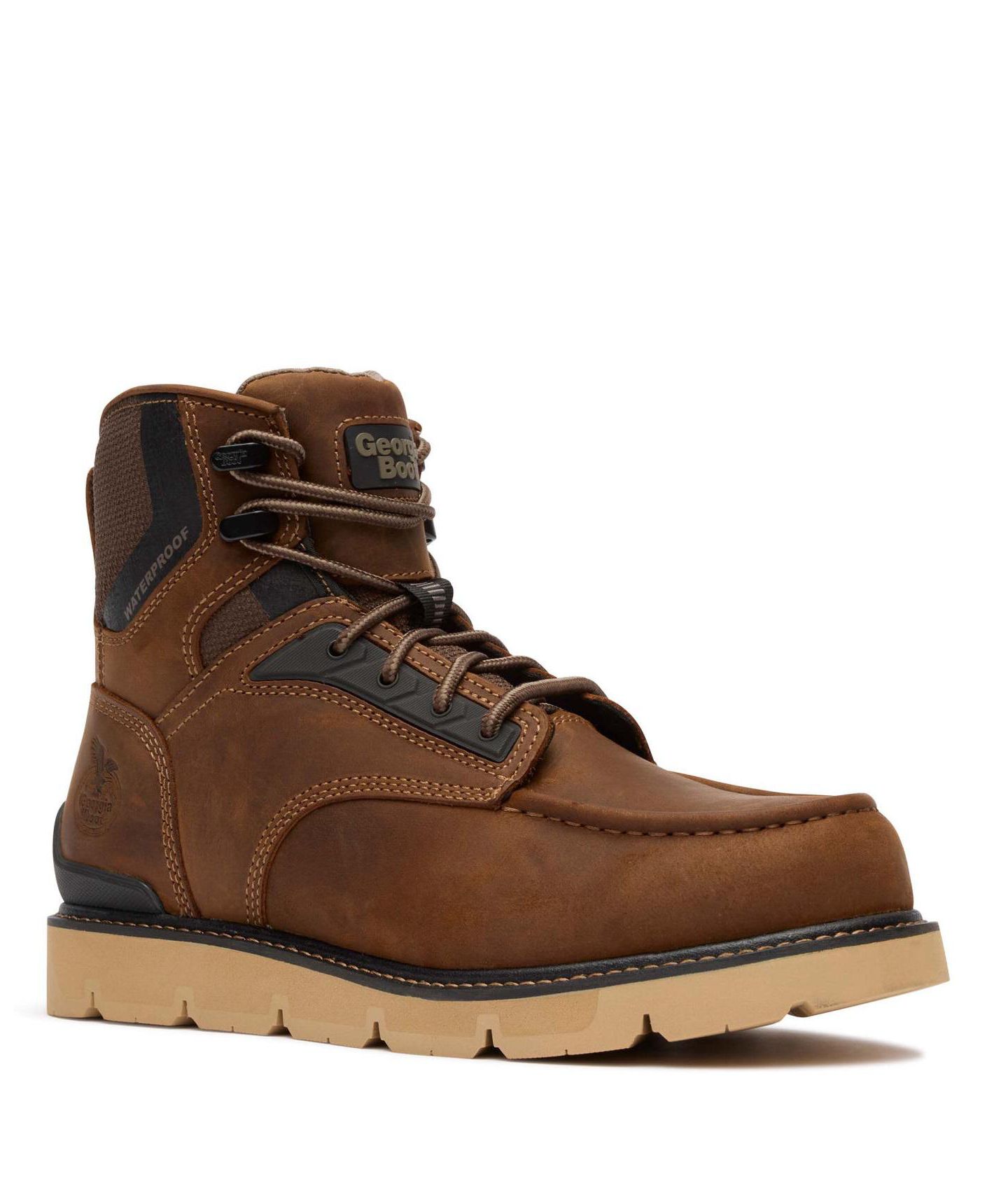 Мужские ботинки GEORGIA BOOT 6" Carbon Flex Wedge Waterproof Moc-Toe Work Boot, цвет: Коричневый — фото 1