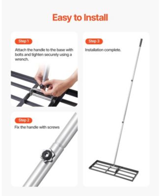 Lawn Leveling Rake, 30x10 in, Carbon Steel, Adjustable Height for Yard Use