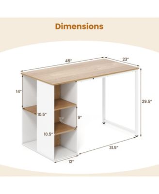 45 in Computer Desk with Five Storage Compartments and Metal Frame