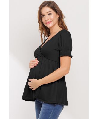Maternity Wrap Nursing Top with Empire Waist