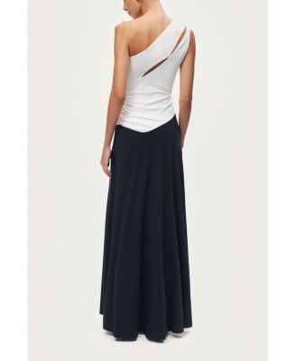 Women's One-Shoulder Contrast Maxi Dress