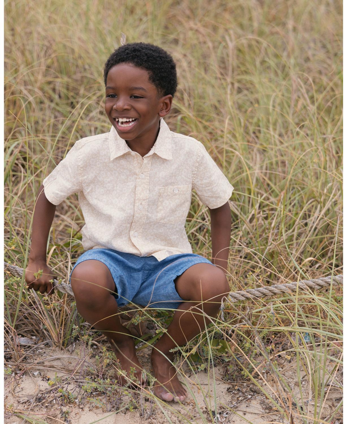 Hope & Henry Little and Big Boys Linen Short Sleeve Shirt