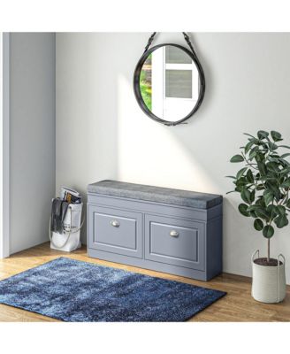 Shoe Rack Bench for Entryway with Cushion, 2 Drawers, Holds 8 Pairs