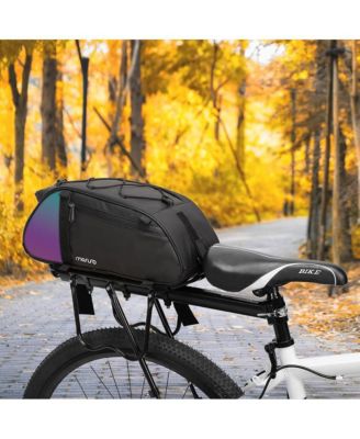 Waterproof Bike Rack Bag with Reflective Tail, Bicycle Rear Seat Trunk Storage with Shoulder Strap for Commuting Travel Cycling