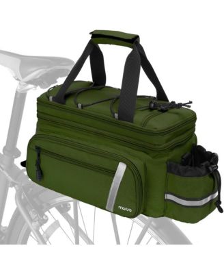 Insulated Bike Rack Bag with Rain Cover, Bicycle Trunk Cooler with Foldable Panniers for Commuting Travel Outdoor Cycling