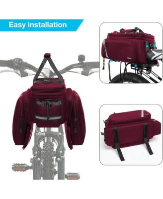 Insulated Bike Rack Bag with Rain Cover, Bicycle Trunk Cooler with Foldable Panniers for Commuting Travel Outdoor Cycling