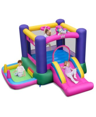 Inflatable Bounce House Kids 6-in-1 Bouncy Castle Pitching Game Blower Excluded