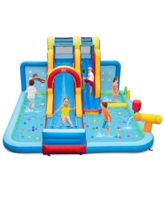 Inflatable Water Slide with Long Slide Climbing Wall Splash Pools without Blower