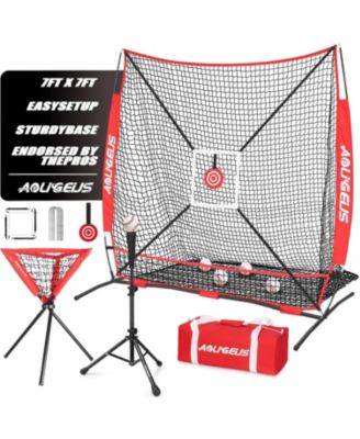 Baseball Softball Practice Net,Pitching Net,Batting Net,with Baseball Tee,Bonus Strike Zone,Target and Bow Frame,for Hitting,Pitching