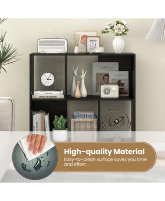 4-Compartment Open Shelf Bookcase with Metal Legs, 35.5 x 12 x 35.5 in