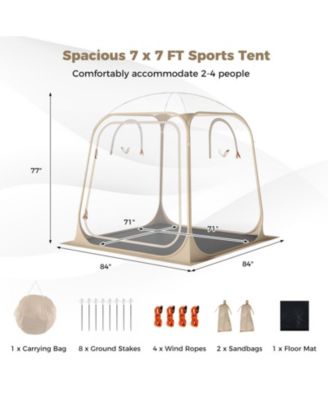 7 x 7 FT Clear Pop-Up Sports Tent Waterproof Bubble Pod with Sealed Floor