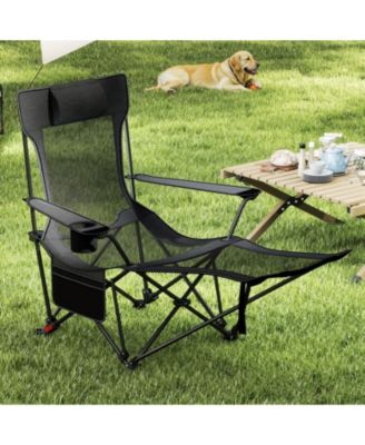Reclining Camping Chair with Removable Footrest and 4-Position Backrest