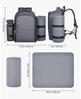 2-Person Picnic Backpack with Insulated Cooler, Blanket and Tableware Set