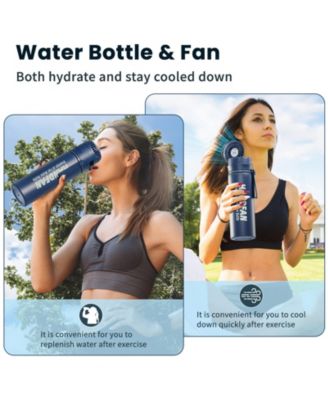 24oz IP67 Vacuum Insulated Water Bottle with Fan , Outdoor Sport Stainless Steel Coffee Tumbler for RV Camper