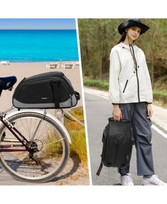 Waterproof Bike Rack Bag with Rain Cover, Convertible Bicycle Trunk Storage with Shoulder Strap for Commuting Travel Cycling