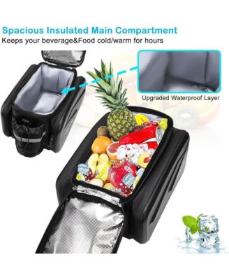 Insulated Bike Rear Rack Bag 8L Trunk Cooler with Foldable Panniers, Waterproof Cycling Storage Bag with Shoulder Strap for Commuting