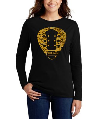 Women's Guitar Pick Genres Word Art Flowy T-Shirt