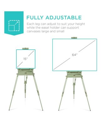 French Easel, 32pc Beginners Kit Portable Wooden Adjustable Tripod  w/ Paint Supplies