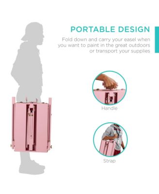 French Easel, 32pc Beginners Kit Portable Wooden Adjustable Tripod  w/ Paint Supplies