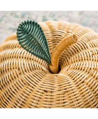 Apple Handcrafted Rattan Storage Basket with fabric lining - Wicker Natural, Medium