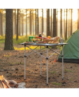 Folding Roll-Up Aluminum Camping Table with Carry Bag
