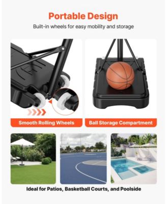 Kids Basketball Hoop, 5.2-6.9 ft Height Adjustable Stand with Rolling Wheels, Nylon Net, Portable Backboard Set