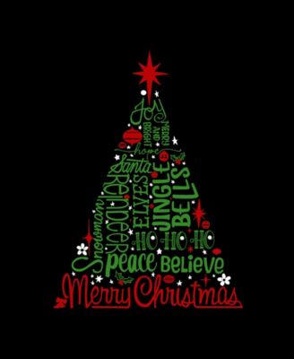 Women's Holiday Christmas Tree Word Art Pullover Top