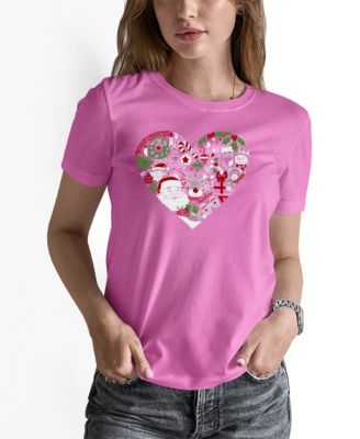 Women's Christmas Themed Heart Word Art Pullover Top